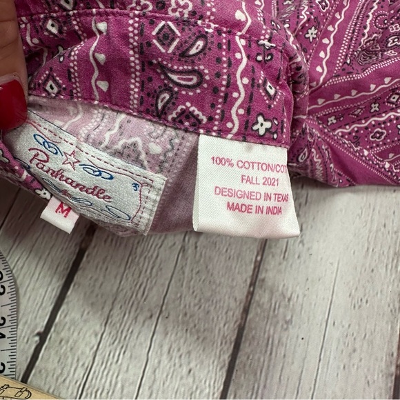 girls panhandle western pearl snap shirt sz medium 100% cotton cowgirl pink - Picture 2 of 5